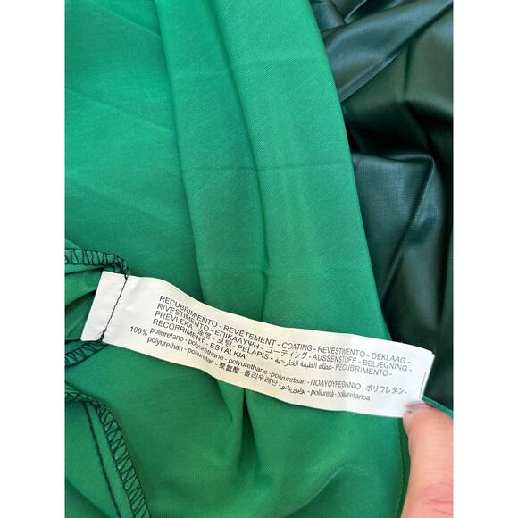 Zara Midi Skirt Womens XS Green High Rise Faux Leather Flare Pleated Minimalist - Picture 7 of 7